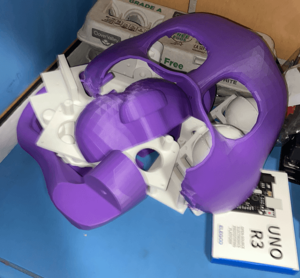 Bonnie shell and printed parts during assembly