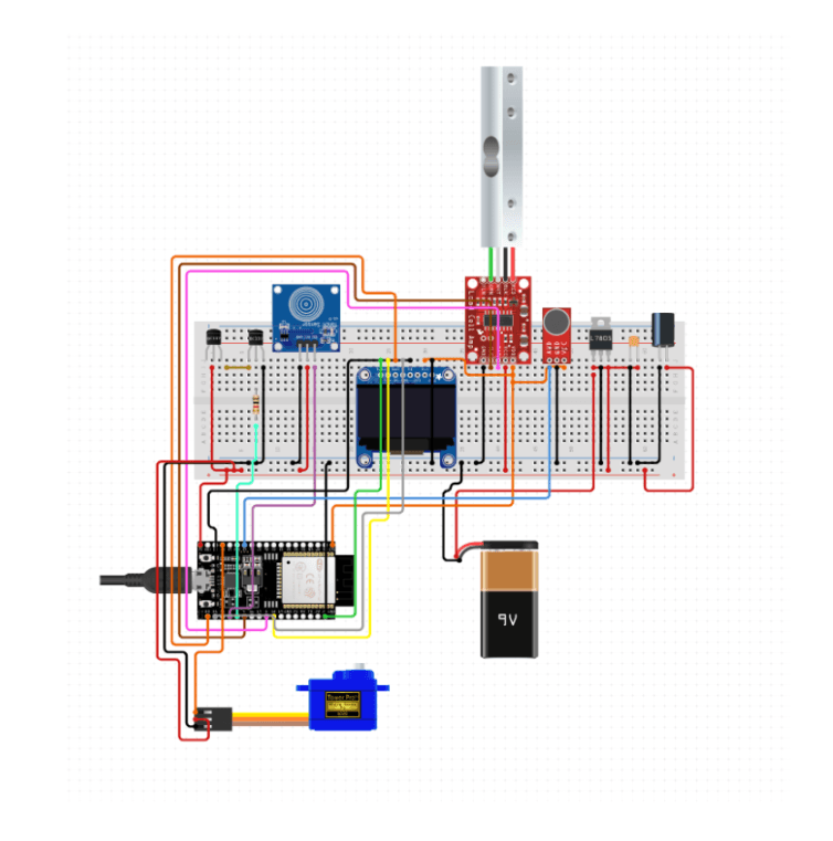 Wiring diagram for the Soda Can Prevention Device electronics
