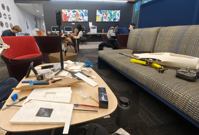 Assembled Sparrow VTOL drone on a table