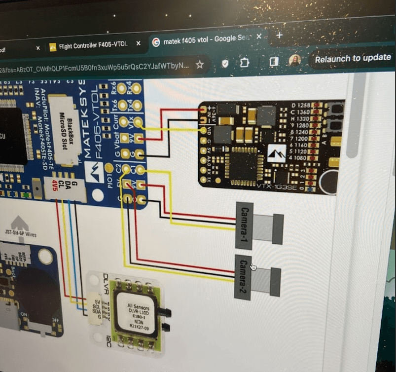 Flight controller wiring reference for VTOL drone electronics